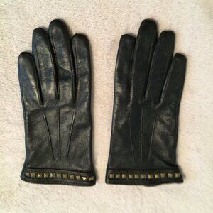 Black leather gloves sz S